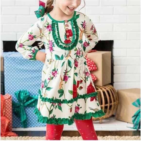 Matilda Jane Make Believe Woodland Wonders Dress Girls 4 Long Sleeve Christmas - Picture 1 of 15
